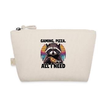 Funny Raccoon Gaming Pizza Gamer Gamer Gaming - Organic Pouch - nature - Front