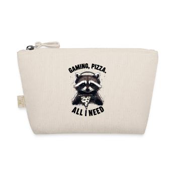 Funny Raccoon Gaming Pizza Gamer Gamer Gaming - Organic Pouch - nature - Front