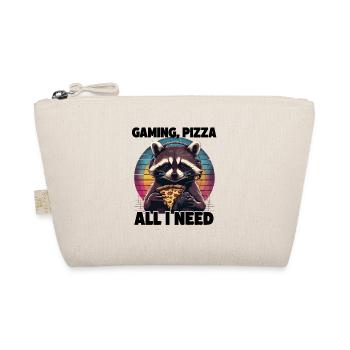 Funny Raccoon Gaming Pizza Gamer Gamer Gaming - Organic Pouch - nature - Front