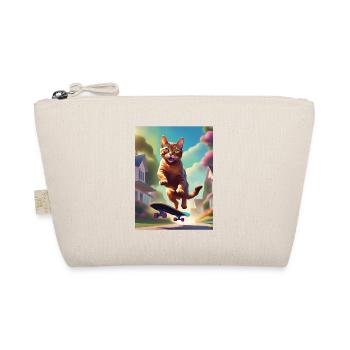 Katze Skateboaring - Bio-Täschchen - Natur - Vorne