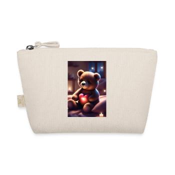 Teddy bear holding a heart - Organic Pouch - nature - Front