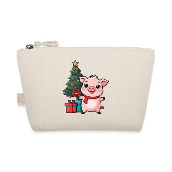 Cute pig celebrating Christmas. - Organic Pouch - nature - Front