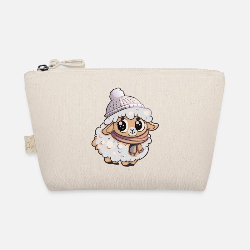 Mouton mignon avec écharpe et chapeau à pompon. Trousse biologique