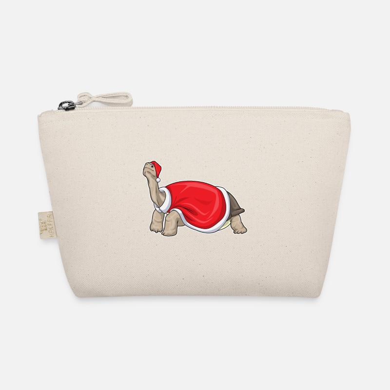 Turtle Christmas Santa Hat Organic Pouch