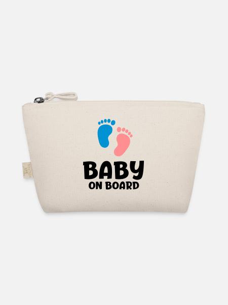Slogan bébé à bord - bébé à bord. Pieds - Trousse biologique - nature - Devant