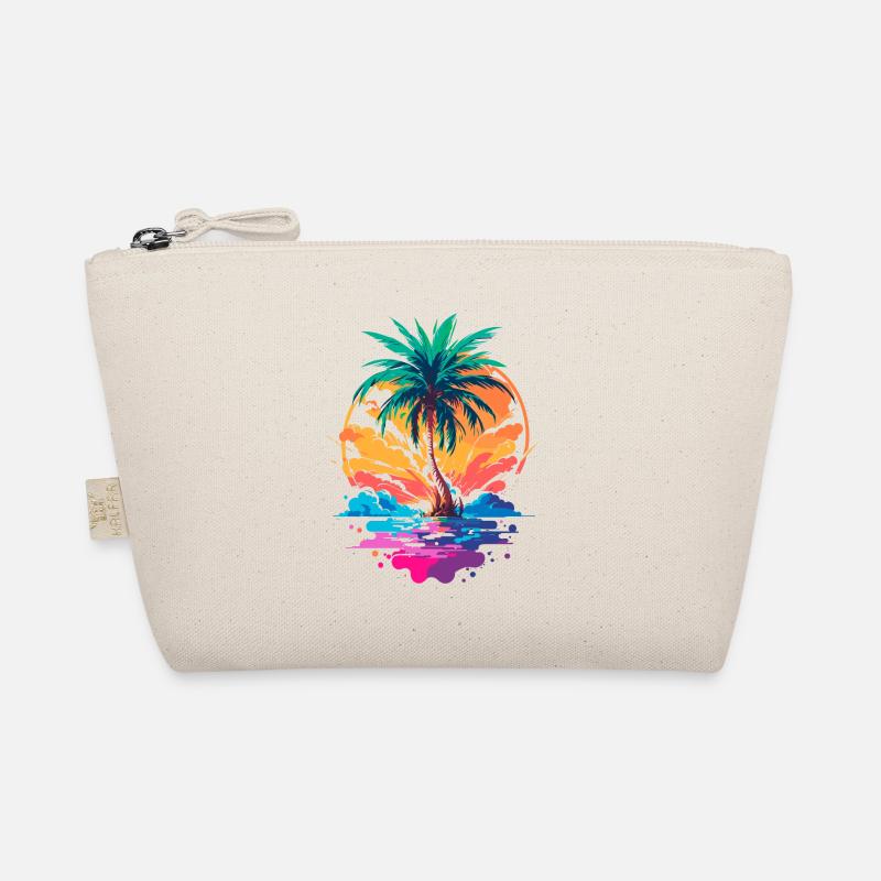 Palm tree in front of sunset | Tropical Paradise Organic Pouch