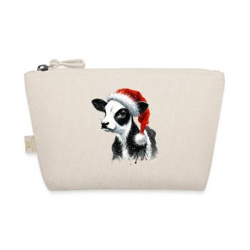 Weihnachtskalb mit Nikolausmütze - Bio-Täschchen - Natur - Vorne