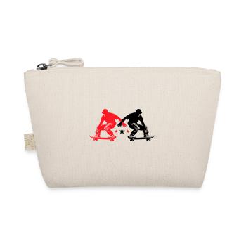 Skateboarding Man Silhouette Skateboard - Organic Pouch - nature - Front