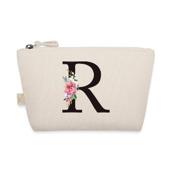 Customizable Monogram R Floral Pink White - Organic Pouch - nature - Front