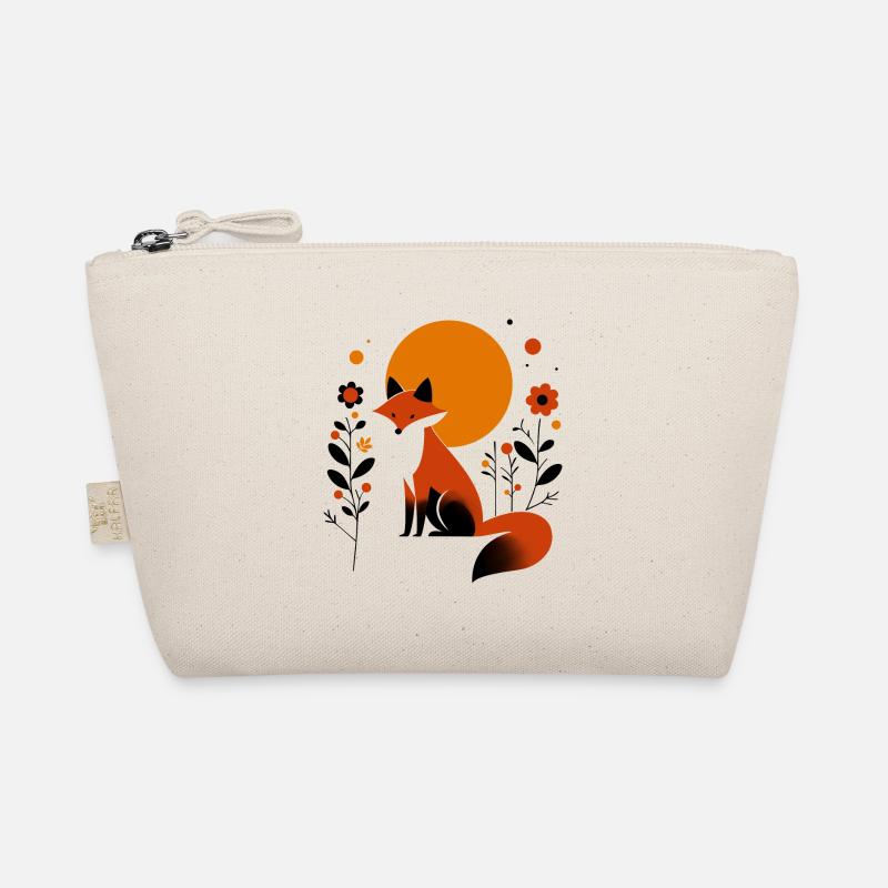 Retro Fuchs mit Blumen - Bio-Täschchen - Natur