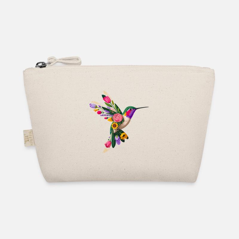 Hummingbird Flowers Graphic Organic Pouch