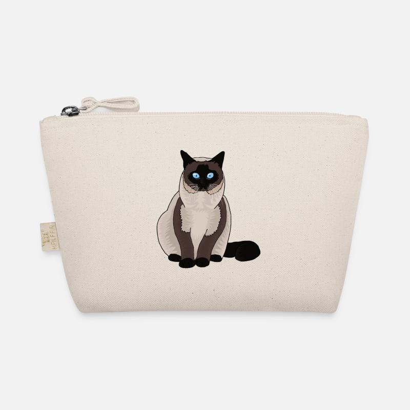 Thick Siamese cat for labeling is looking for can opener Organic Pouch