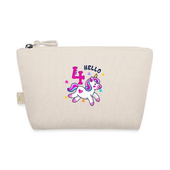 Hello Four Unicorn, fourth birthday, Magical - Organic Pouch - nature - Front