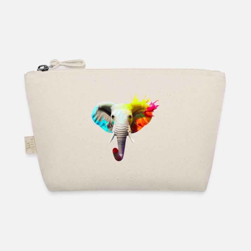 Elefantenkopf mit Farbexplosion Bio-Täschchen