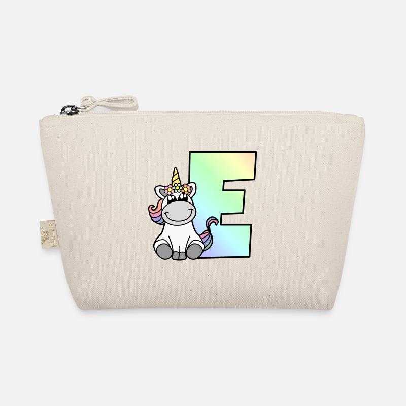 Einhorn Buchstabe E - Bio-Täschchen - Natur