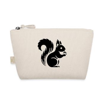 Minimalist Squirrel Silhouette with Nut - Organic Pouch - nature - Front