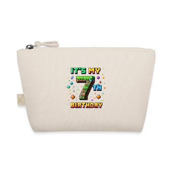 7th Birthday Kids Pixel - Organic Pouch - nature - Front