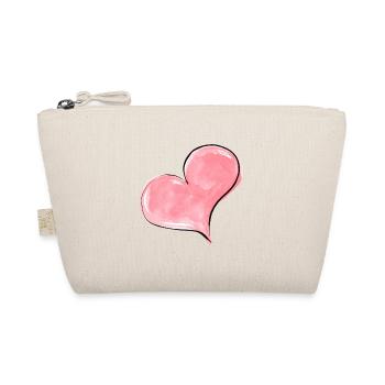 Heart Watercolor Pink - Organic Pouch - nature - Front