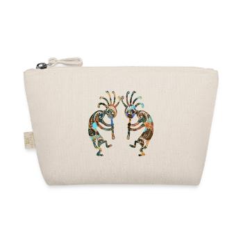 Native American Kokopelli Twins with Ornaments 3 - Organic Pouch - nature - Front