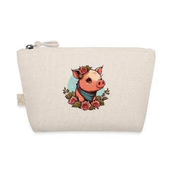 Schwein mit Bandana - Bio-Täschchen - Natur - Vorne
