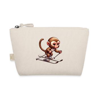 Singe mignon skiant en hiver - Trousse biologique - nature - Devant