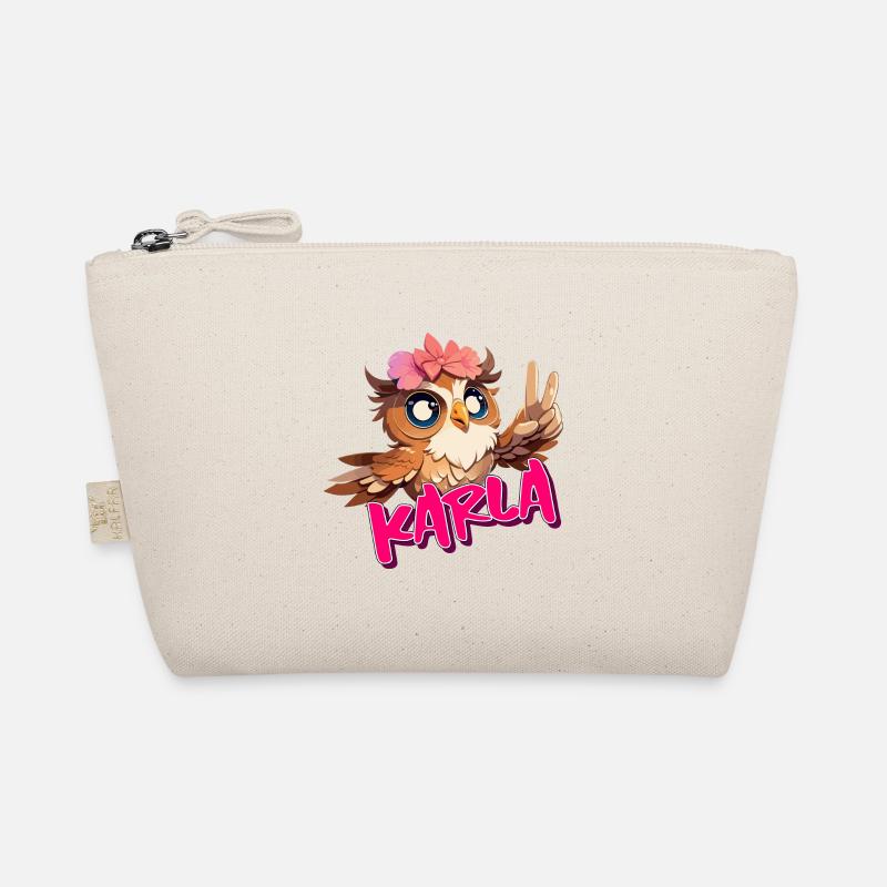 KARLA - Schöner Mädchen Name mit süßer EULE Bio-Täschchen