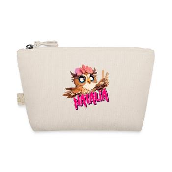 NATALIA - Beautiful girl name with cute OWL - Organic Pouch - nature - Front