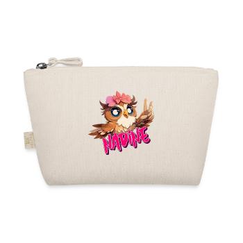 NADINE - Beautiful Girl Name with Cute OWL - Organic Pouch - nature - Front