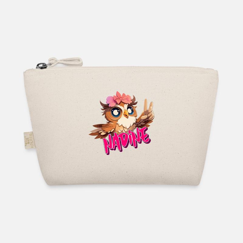NADINE - Schöner Mädchen Name mit süßer EULE Bio-Täschchen