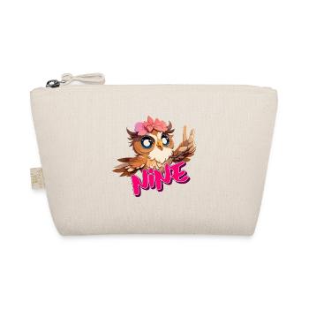 NINE - Beautiful girl name with cute OWL - Organic Pouch - nature - Front