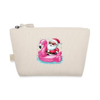 Festlicher Weihnachtsmann reitet Flamingo Pool - Bio-Täschchen - Natur - Vorne