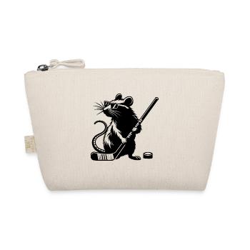 Maus Ratte Eishockeyspieler Silhouette Minimalisti - Bio-Täschchen - Natur - Vorne