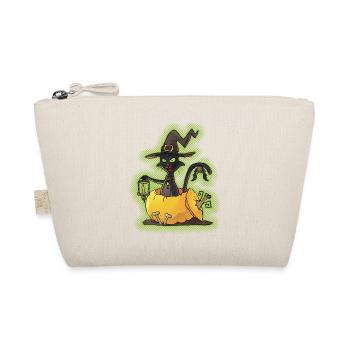 Halloween Black Witch Cat in Pumpkin - Organic Pouch - nature - Front