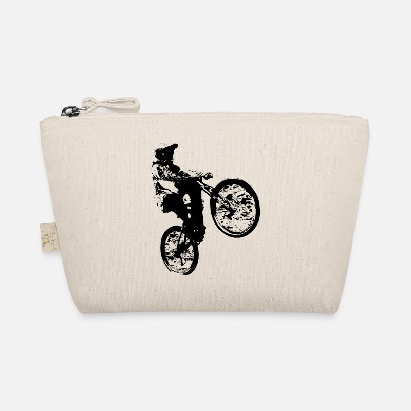 Mountainbiker, der einen Wheelie macht. - Bio-Täschchen - Natur