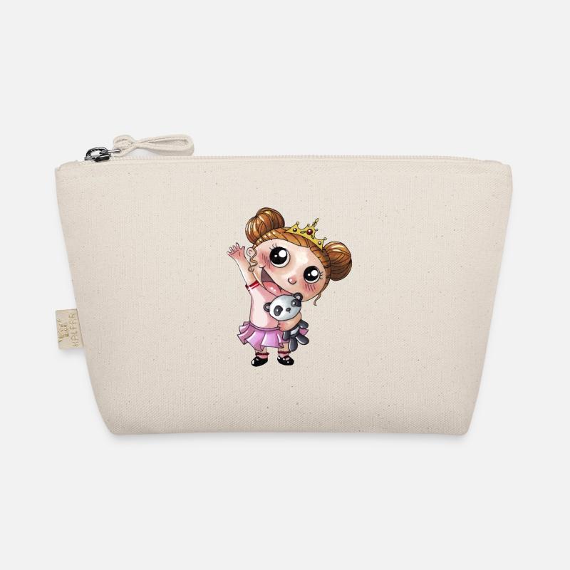 Winkendes Comic Mädchen mit Panda Bio-Täschchen