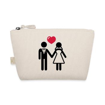Bride and groom with heart - Organic Pouch - nature - Front