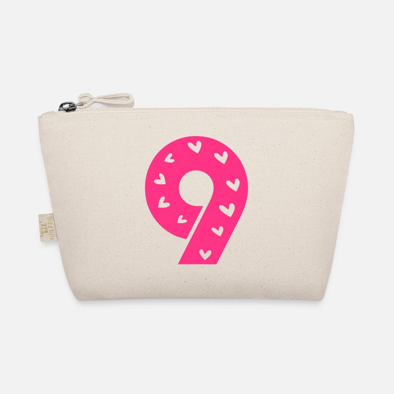Number 9 with hearts pattern Organic Pouch
