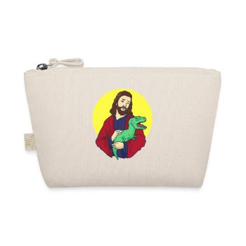 Jesus with Dino in his arms - T-Rex and Christ - Organic Pouch - nature - Front