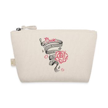Music notes with music sheet and rose. - Organic Pouch - nature - Front