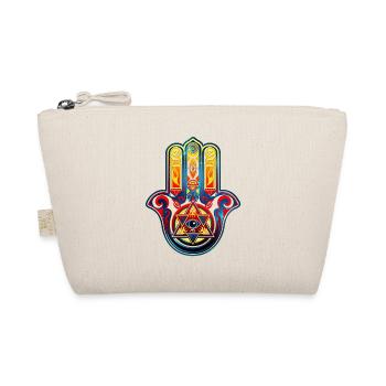 Hamsa Hand, Schutz, Glück, Symbol, Glücksbringer - Bio-Täschchen - Natur - Vorne