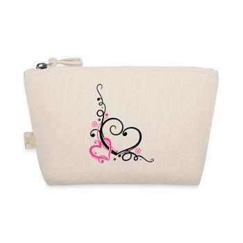 Two hearts with ornament - Organic Pouch - nature - Front
