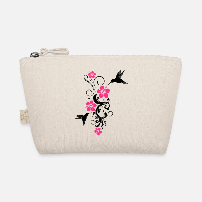 Hummingbird, colibri with hibiscus flowers Organic Pouch