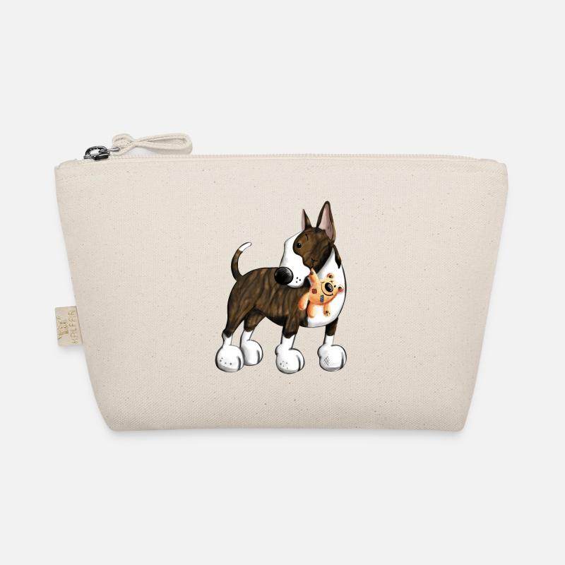 Bullterrier mit Teddy - Bio-Täschchen - Natur