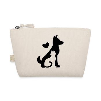 Dog with cat - best friends forever / Katze Hund - Bio-Täschchen - Natur - Vorne