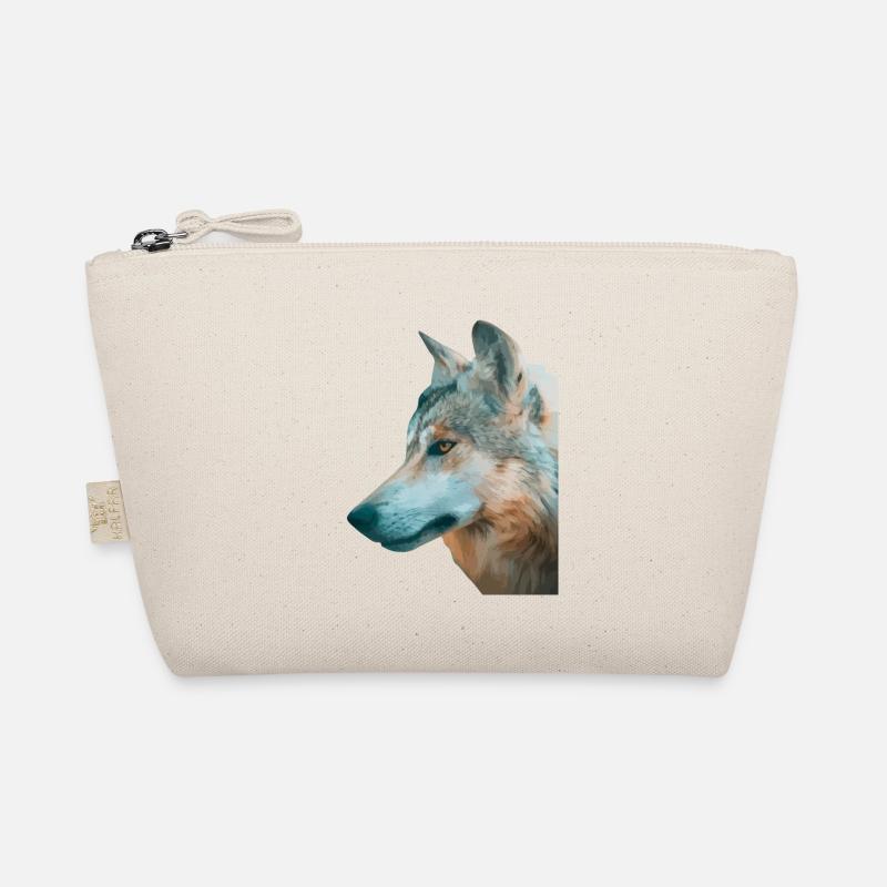 Wolf's Head Watercolor Print Organic Pouch
