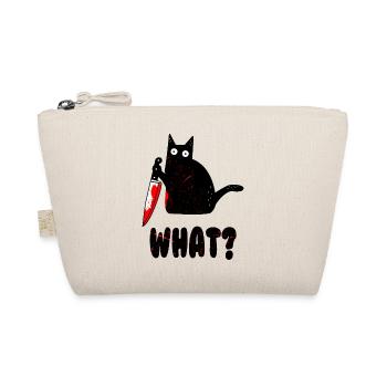 Cat What? Funny Black Cat Shirt, Murder cat cat - Organic Pouch - nature - Front