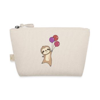 Sloth flies with balloons up - Organic Pouch - nature - Front