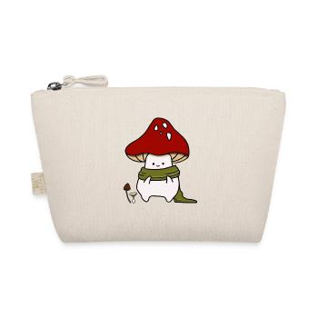 Cute mushroom with scarf for autumn - Organic Pouch - nature - Front