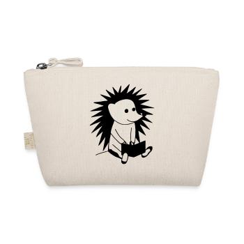 Hedgehog Reads Book Illustration Gift - Organic Pouch - nature - Front