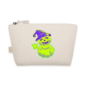 Niedlicher Halloween-Kürbis – Grün - Bio-Täschchen - Natur - Vorne